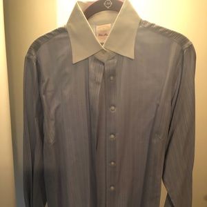 Long sleeve button down blouse in powder blue